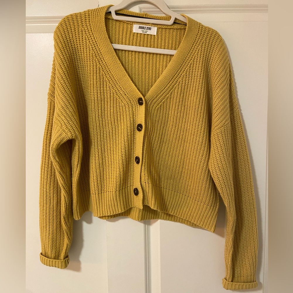 Mustard yellow cropped cardigan